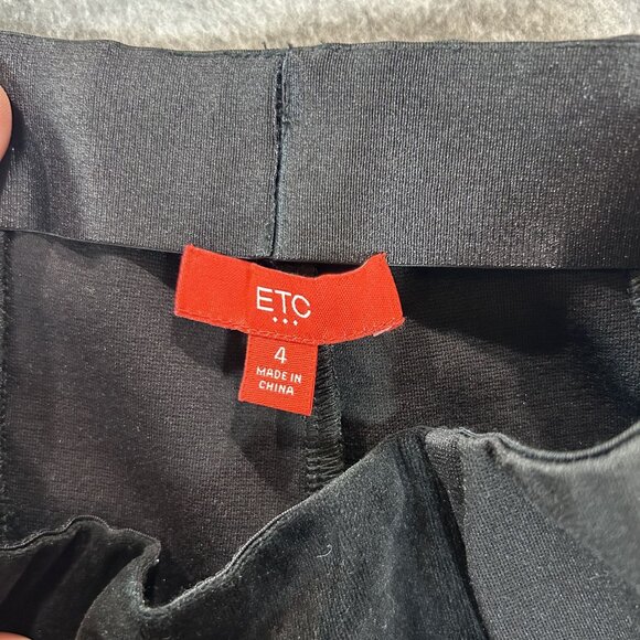 ETC Womens Black Leggings Pants Size 4 - Velvet Suede Texture Spandex Blend - Picture 2 of 12